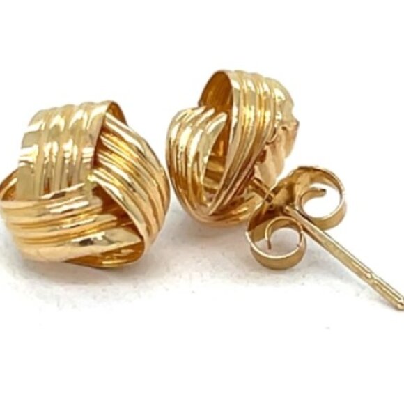 14K Knotted Yellow Gold Studs - Picture 2 of 4